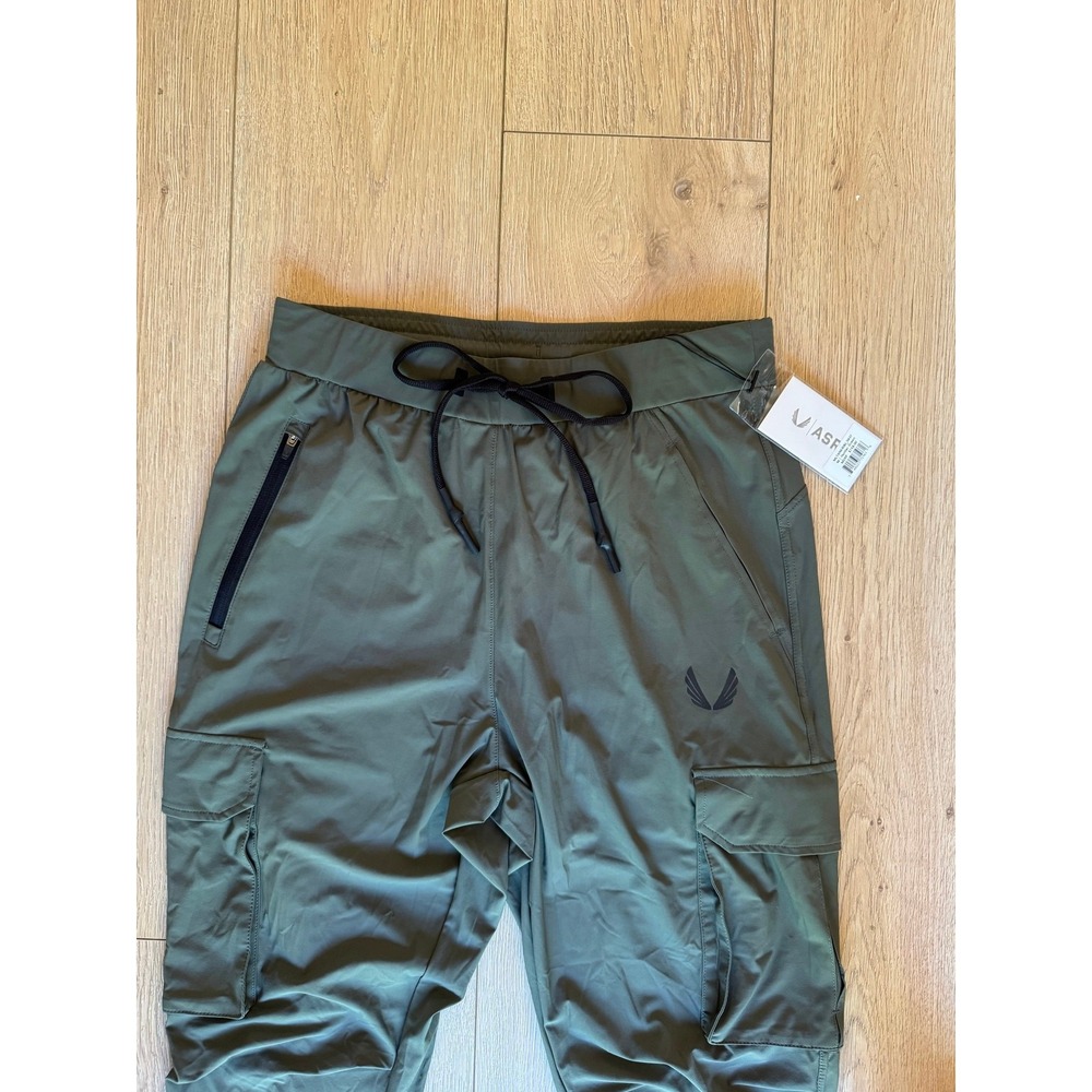 NWT ASRV Men's Tech Cargo Joggers Olive Green Zip Pocket Ribbed Cuff Size M - Picture 6 of 12